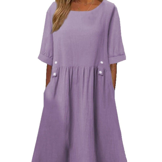 Damen unkompliziertes Sommerkleid mit praktischen Taschen und einem lockeren Schnitt EB