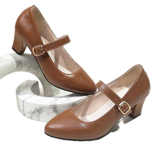 Damen Mary Jane Pumps mit modischem Riemendesign EB