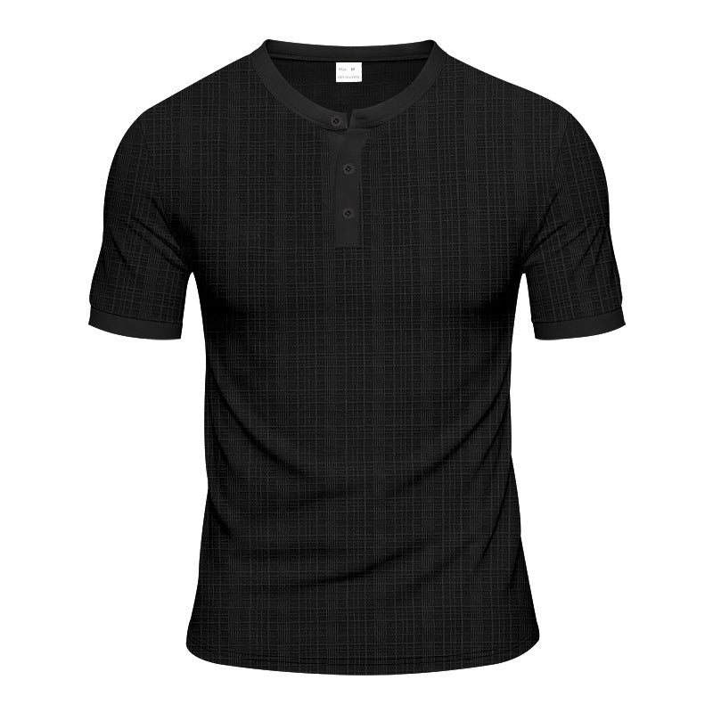 Herren Kurzarm-Henley-Shirt mit moderner Knopfleiste und subtiler Struktur EB
