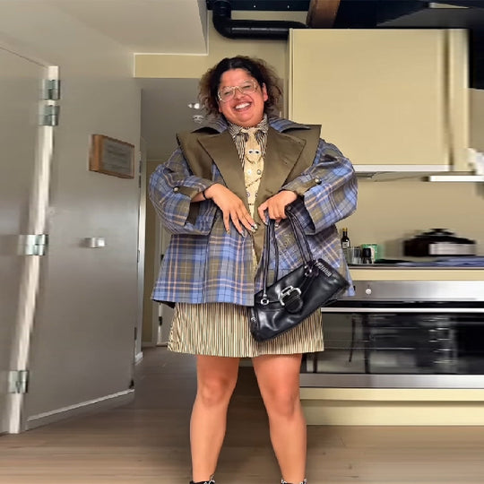 Damen Kariertes Übergröße Blazer EB