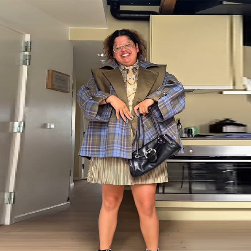 Damen Kariertes Übergröße Blazer EB