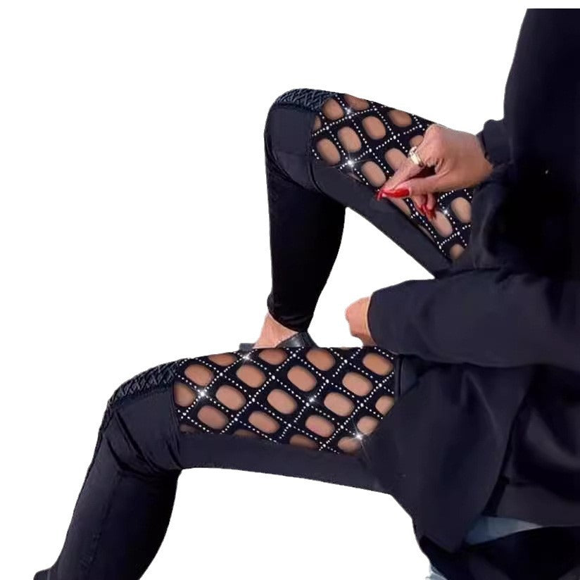 Damen Figurbetonte Leggings mit Netzdetails EB