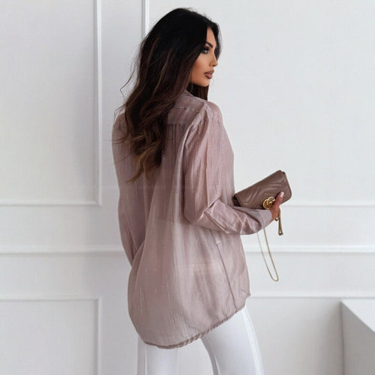 Damen lässige Bluse mit filigranem Glanz EB