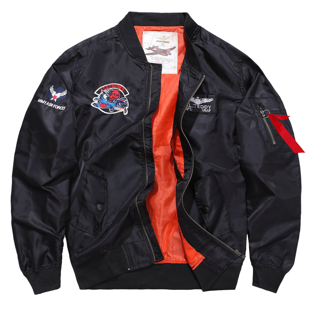 Men's  military patch nylon pilot bomber jacket EB