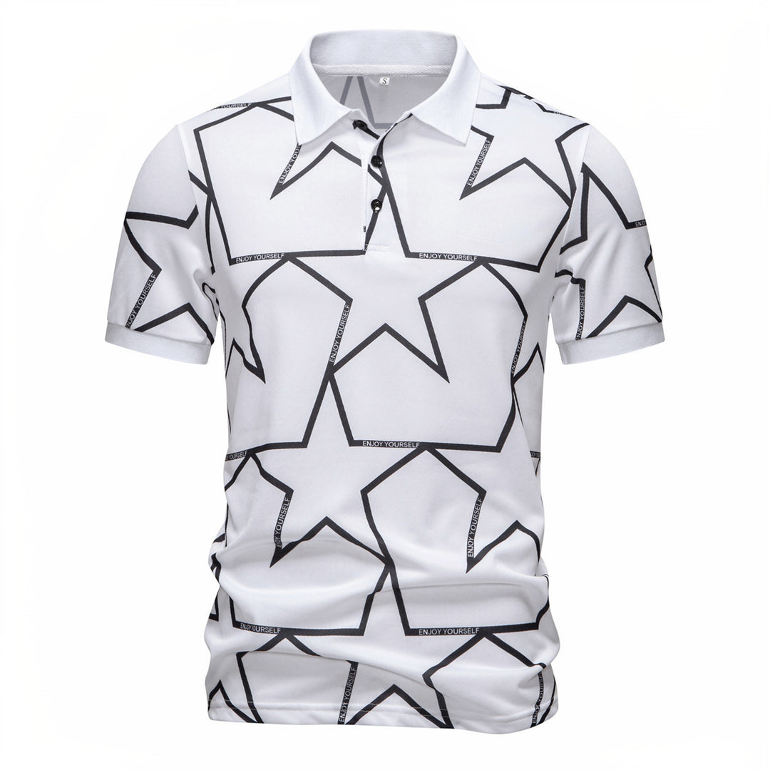 Herren Poloshirt mit modernem Sternen-Design und atmungsaktiven Materialien EB