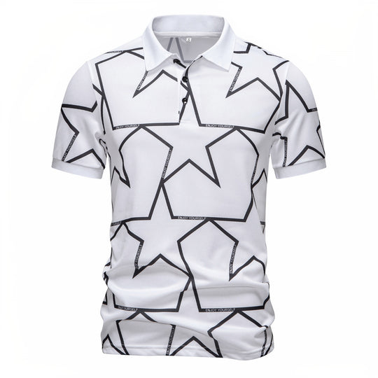 Herren Poloshirt mit modernem Sternen-Design und atmungsaktiven Materialien EB