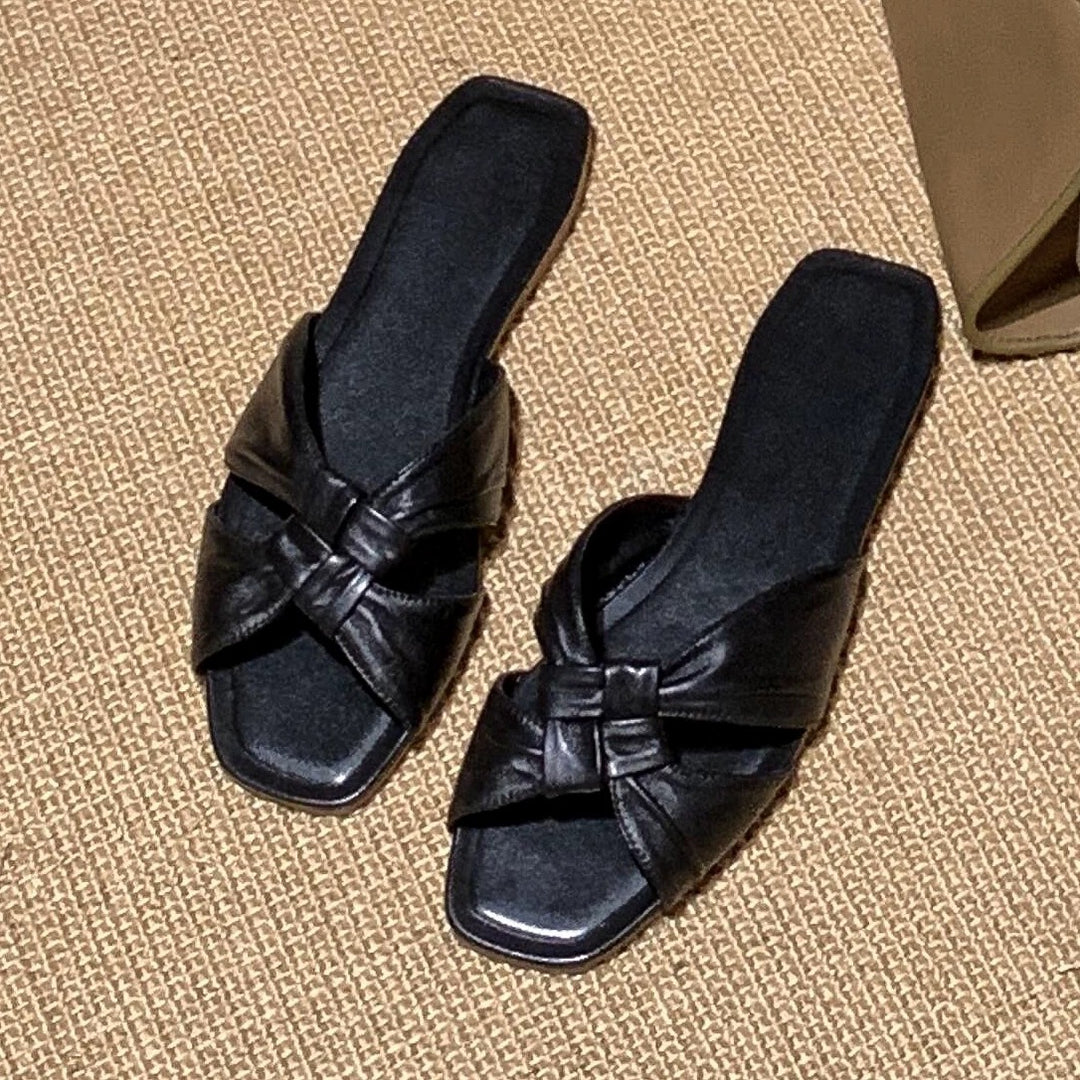 Damen Riemensandalen mit dekorativem Knotendesign EB