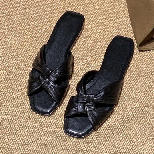 Damen Riemensandalen mit dekorativem Knotendesign EB