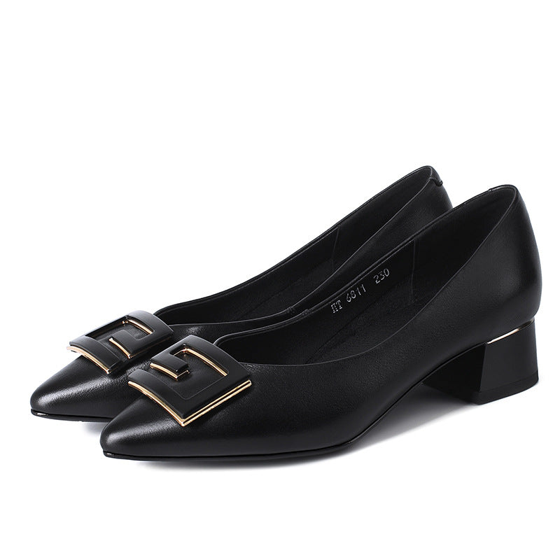 Damen Elegante Pumps mit modischer Schnallenverzierung und bequemem Blockabsatz EB