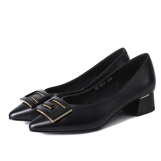 Damen Elegante Pumps mit modischer Schnallenverzierung und bequemem Blockabsatz EB