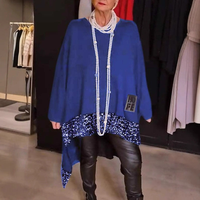 Damen Elegantes und fließendes asymmetrisches Strickoberteil EB