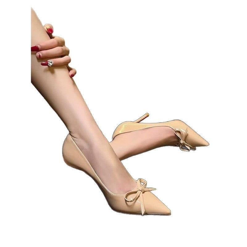 Damen elegante High Heel Pumps mit zierlicher Schleifenverzierung EB