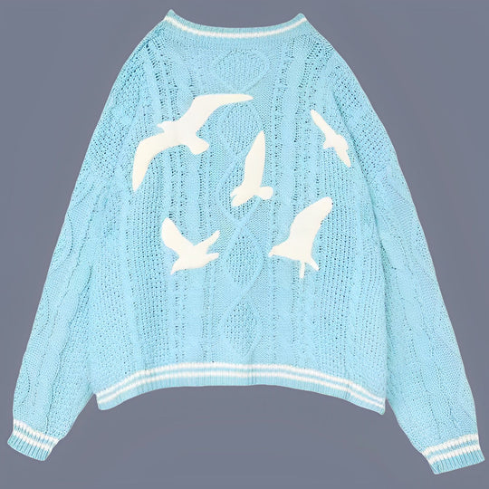 Damen modischer Strickcardigan mit V-Ausschnitt und Branding EB