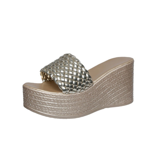 Damen Wedge-Pantoletten mit geflochtenem Riemen und komfortabler Sohle EB
