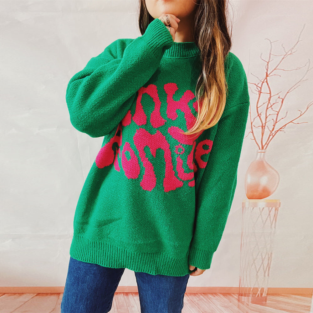 Damen lässiger Pullover mit großflächiger Schriftzug-Applikation EB