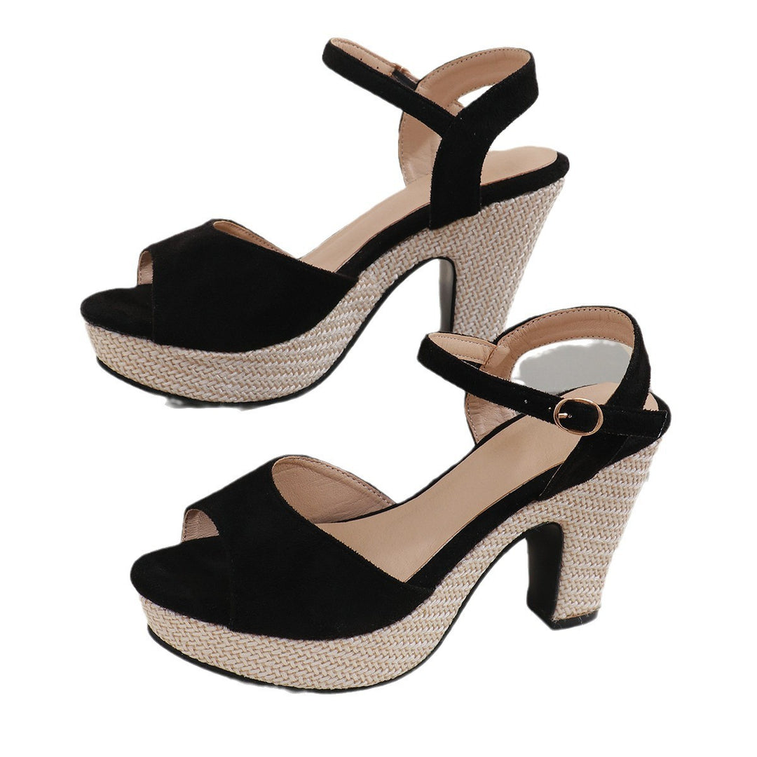 Damen Plateau-Sandaletten mit elastischem Riemendesign und bequemer Sohle EB