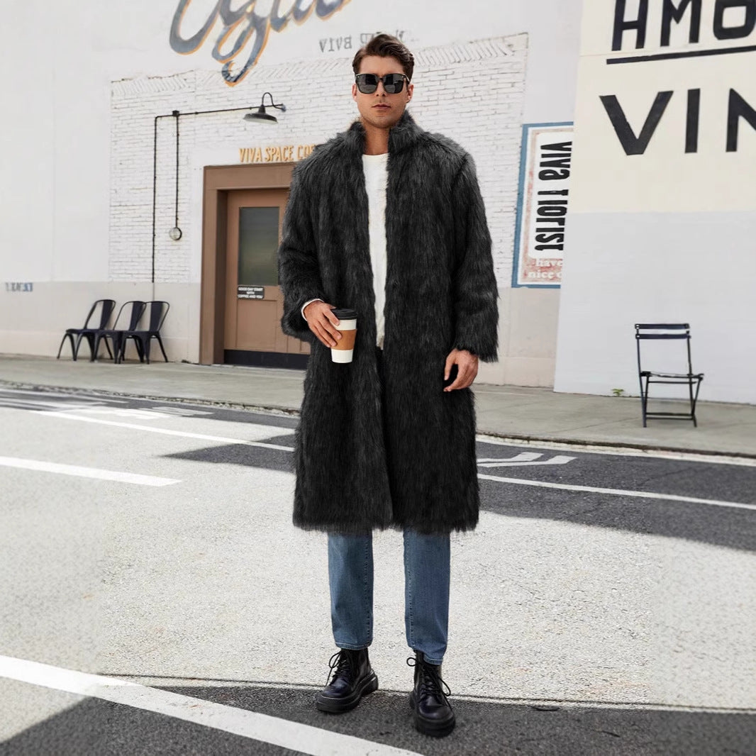 Herren Eleganter und kuscheliger Langmantel aus Kunstfell EB
