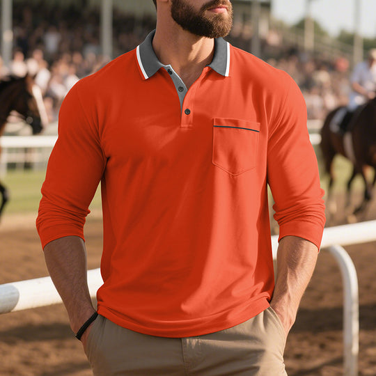 Herren Poloshirt mit trendigem Design und bequemen langen Ärmeln EB