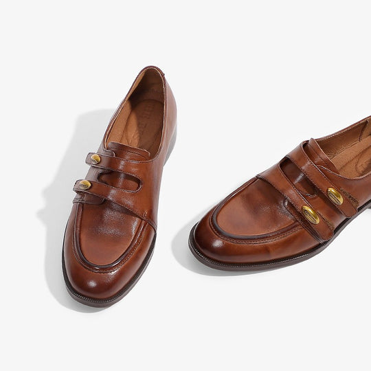 Damen elegante Mokassins mit modischen Zierknöpfen EB