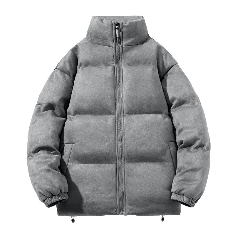 Herren breite Blocksteppjacke mit wattierter Thermofüllung, hohem Stehkragen und Kordelzugsaum EB