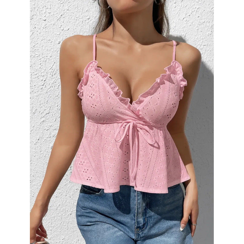 Damen Luftiges Oberteil mit Rüschendetails und tailliertem Schnitt EB