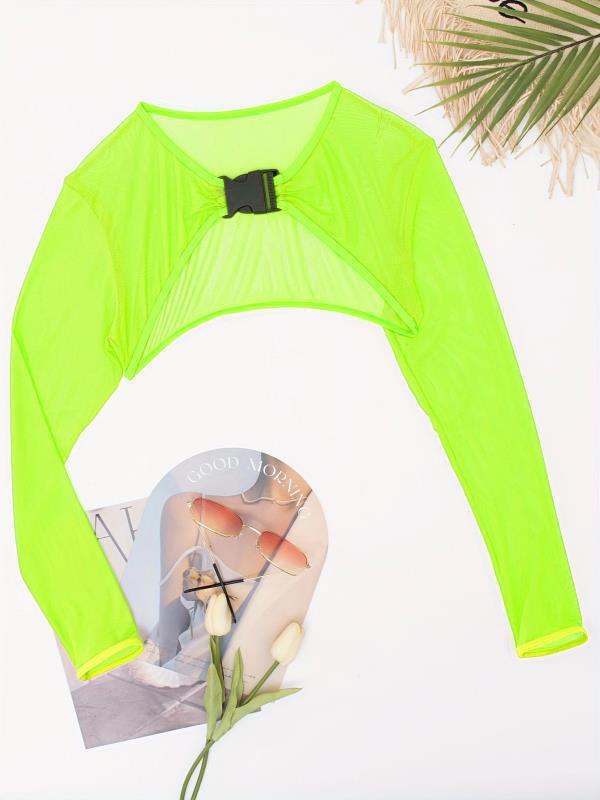 Damen Cropped Mesh-Oberteil mit elastischem Bund EB