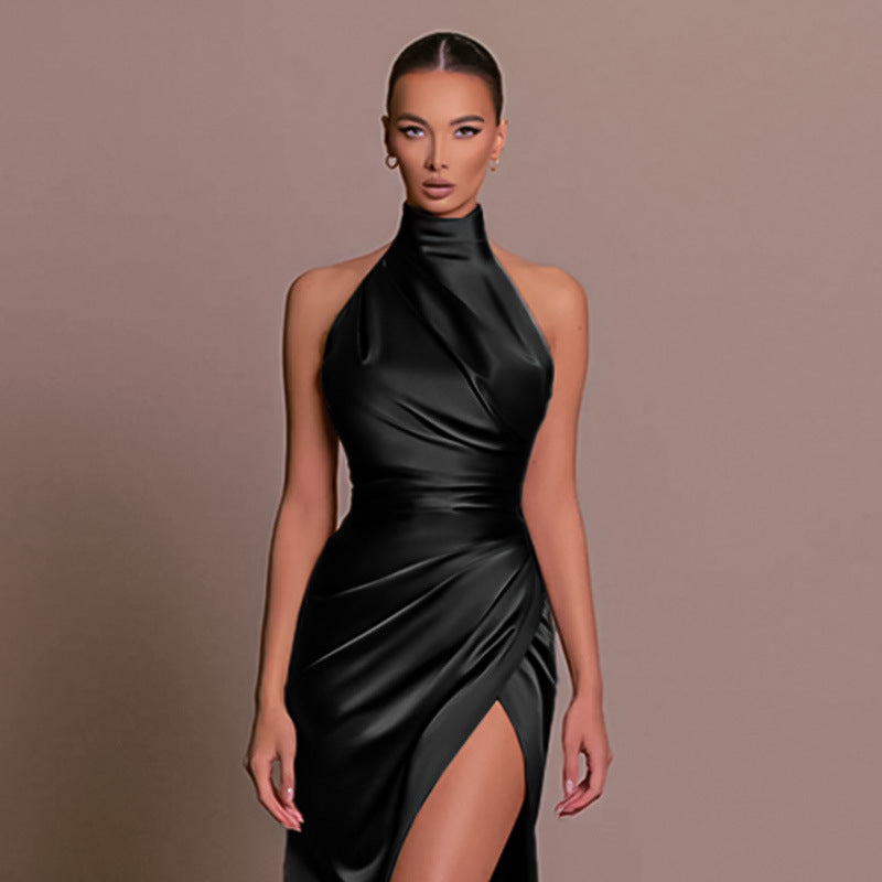 Damen Hochgeschlossenes Abendkleid mit verführerischem Schlitz EB