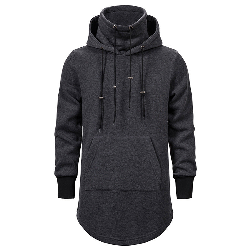 Herren modischer Hoodie mit asymmetrischem Kragen und praktischer Kängurutasche EB