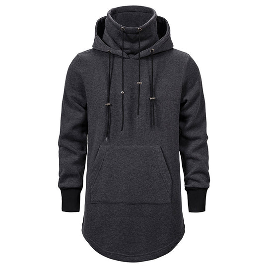 Herren modischer Hoodie mit asymmetrischem Kragen und praktischer Kängurutasche EB