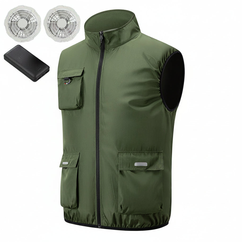 Herren nan atmungsaktive Ventilations-Arbeitsweste mit Lüfteranschluss und Mehrfachtaschen R&B