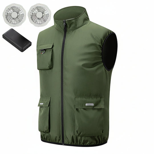 Herren nan atmungsaktive Ventilations-Arbeitsweste mit Lüfteranschluss und Mehrfachtaschen R&B