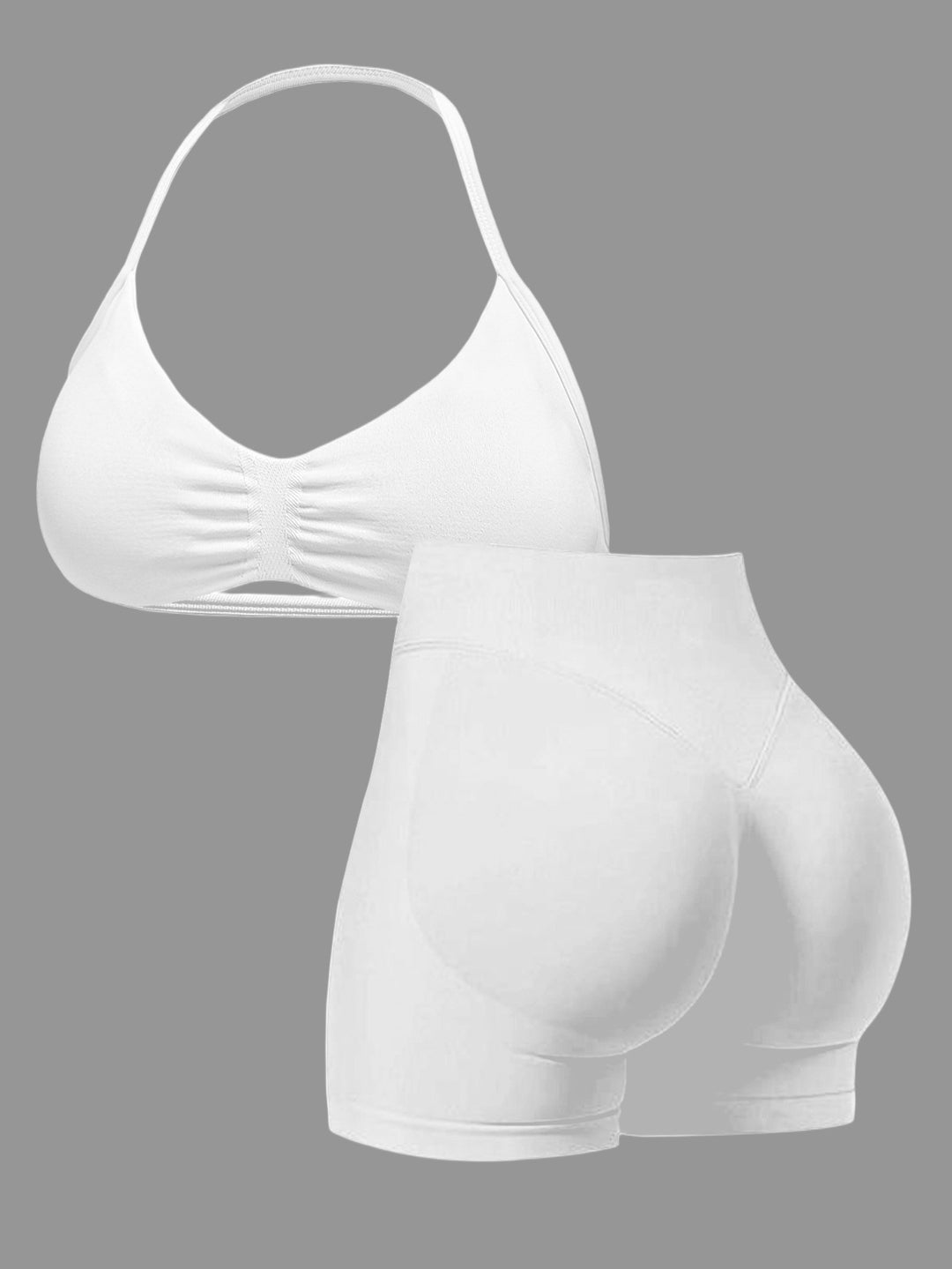 Damen Sport-Bikini-Oberteil mit hoch geschnittenen Shorts und nahtlosem Design EB