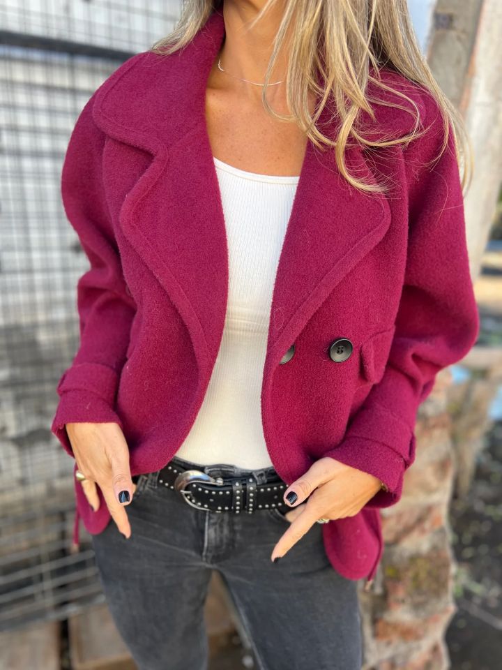 Damen Lässige Oversized-Jacke mit stylischem Kragen und Knopfverschluss EB