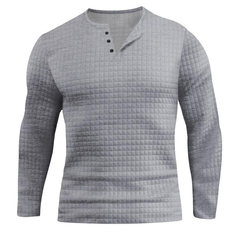 Herren Langarmshirt mit strukturiertem Design und modischem Knopfverschluss EB
