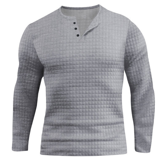 Herren Langarmshirt mit strukturiertem Design und modischem Knopfverschluss EB