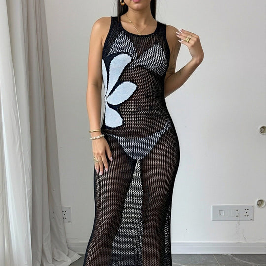 Damen luftiger Häkel-Strandkleid EB
