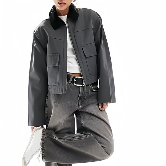 Damen modische Kurzjacke im Utility-Stil EB