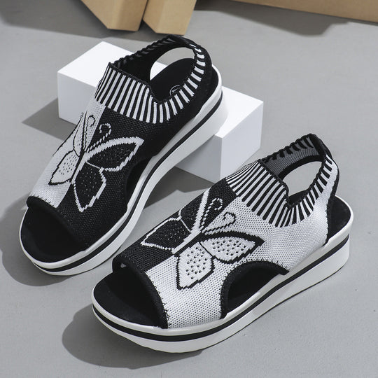 Damen Schnürsandalen mit dekorativem Schmetterlingsdesign und rutschfester Sohle EB