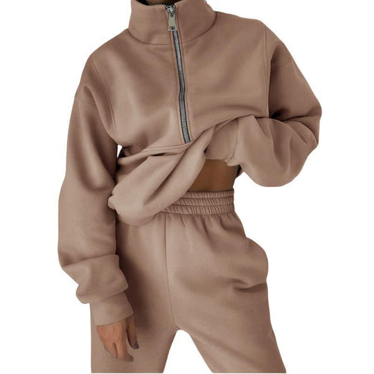 Damen Sweatshirt mit hohem Kragen und Reißverschluss EB
