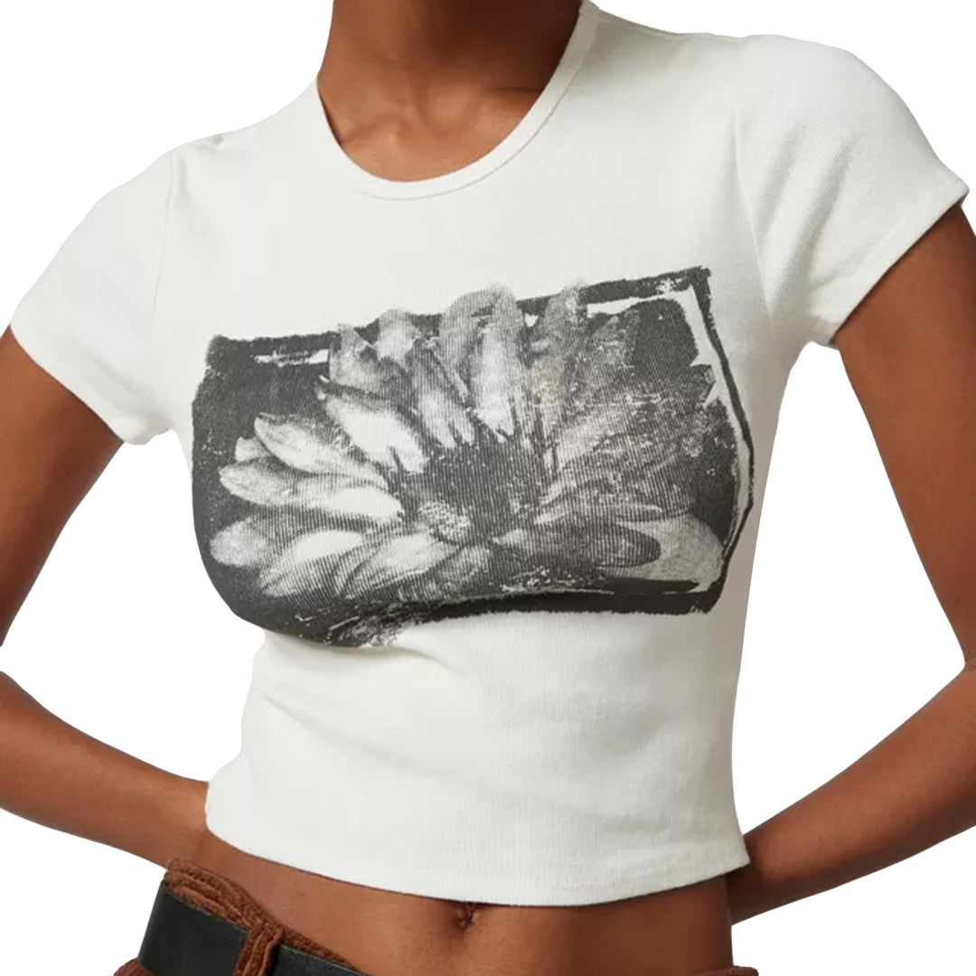 Damen Crop-Top mit floralem Druckdesign EB