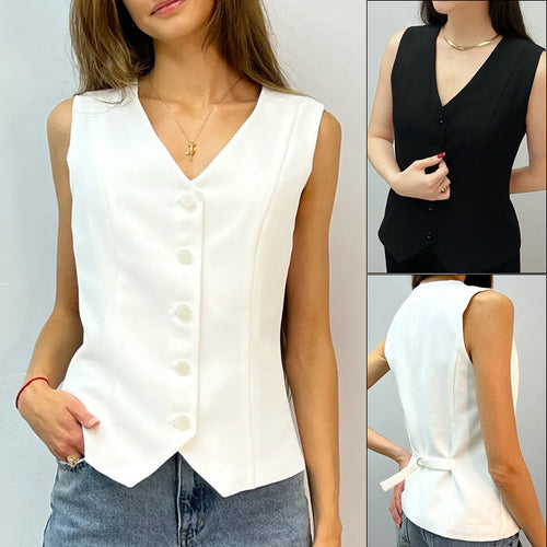 Damen ärmelloses Blusenkleid mit schmaler Passform EB