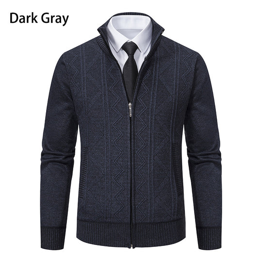 Herren modische Strickjacke mit hohem Kragen und Reißverschluss EB