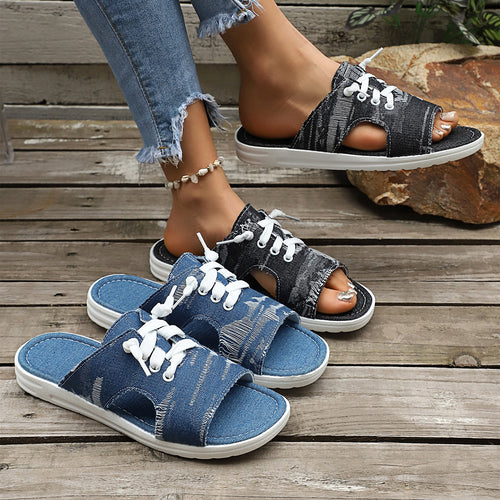 Damen Freizeitsandalen mit offenem Zehenbereich und lässigem Schnürdesign EB