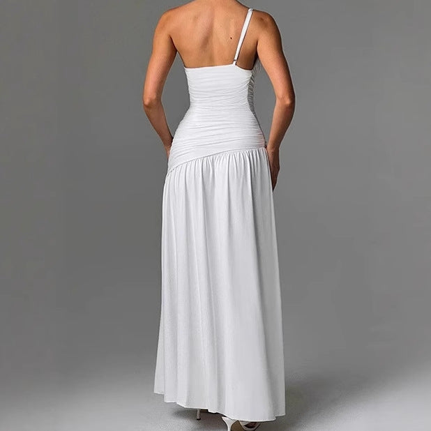 Damen Elegantes Maxikleid mit schulterfreiem Design und hohem Schlitz EB