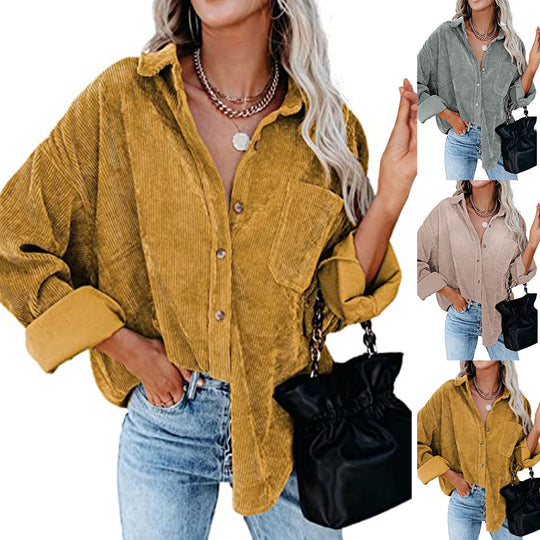 Damen Übergroße Kordbluse EB
