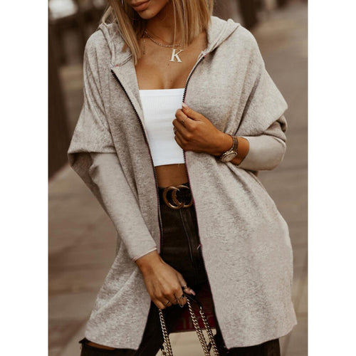 Damen moderne Kapuzenjacke mit asymmetrischem Schnitt EB