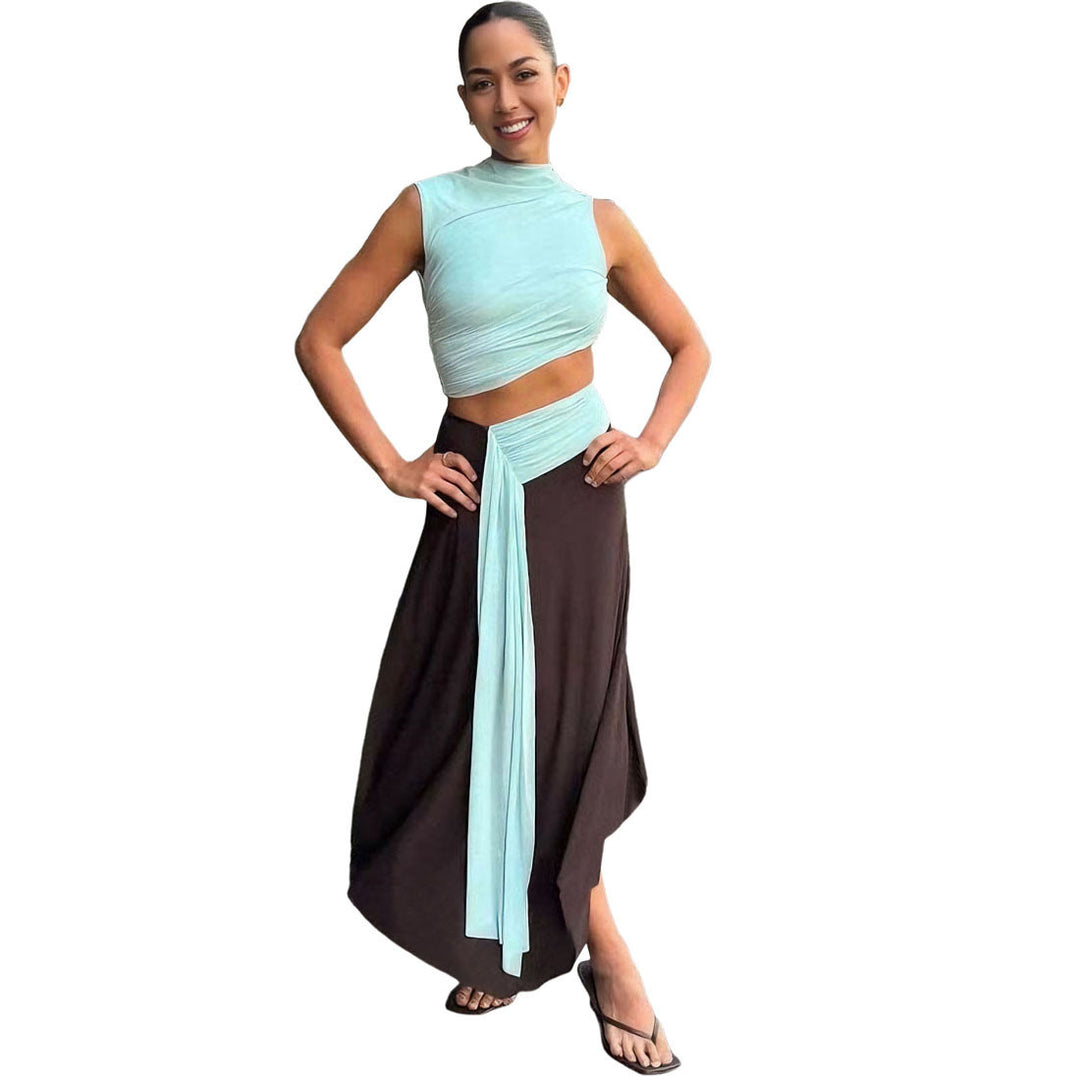 Damen Wickelkleid mit modernem Drapierungsdesign und elegantem Schnitt EB