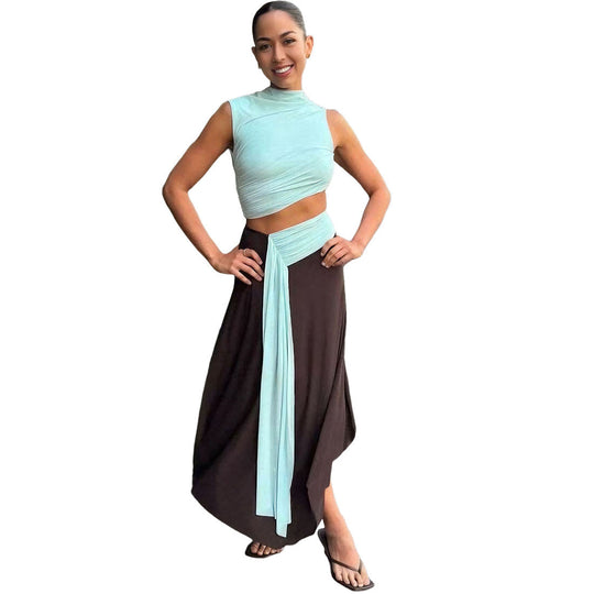 Damen Wickelkleid mit modernem Drapierungsdesign und elegantem Schnitt EB