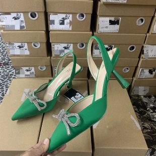 Damen Slingback Pumps mit funkelndem Schleifenakzent und elegantem Absatz EB