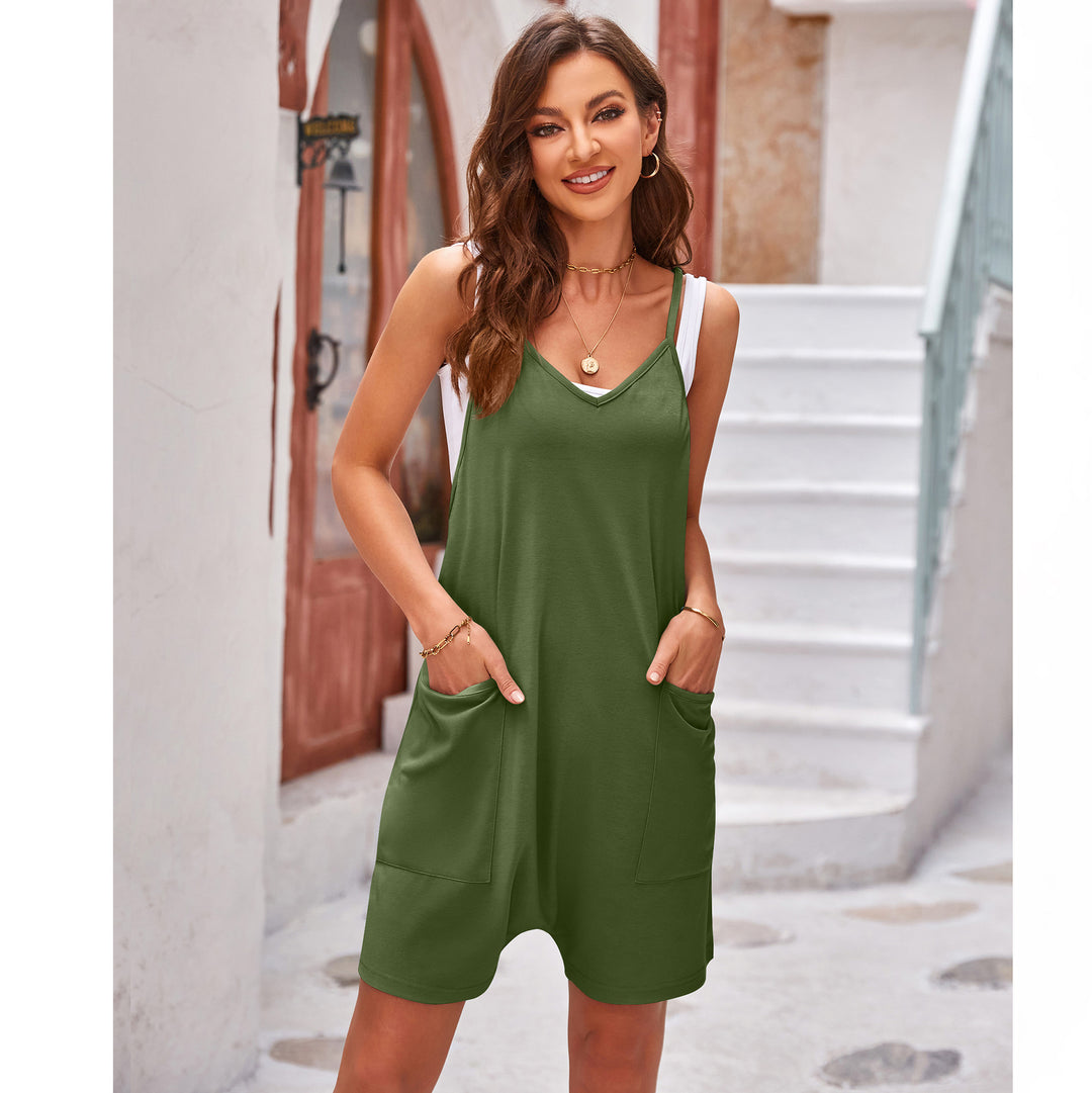 Damen sportlicher Jumpsuit mit praktischen Taschen und weitem Schnitt EB